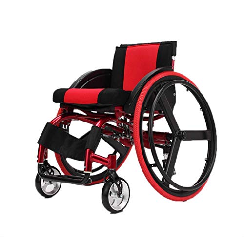 Silla de ruedas deportiva, Silla de ruedas manual, Plegable, Ligero, Transporte, Silla de ruedas de aleación de aluminio ultraligera, Desbloqueo rápido, Rueda trasera Amortiguador Trolley,,Red