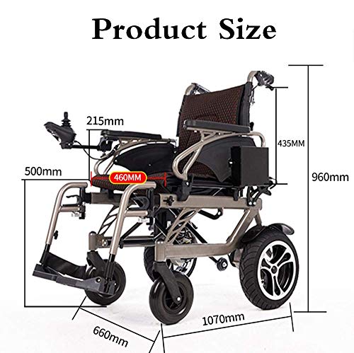 Silla de Ruedas eléctrica Plegable con Respaldo reclinable Reposacabezas Ajustable Batería de Iones de Litio de polímero 26Ah hasta 18 Millas de Alcance