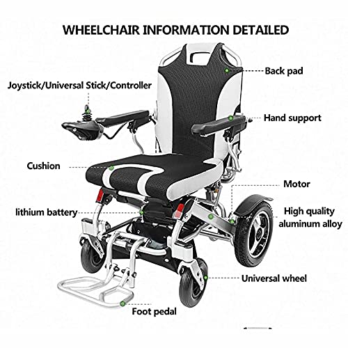 Silla de Ruedas eléctrica Plegable, Liviana con baterías, Resistente, soporta 280 Libras, Marco de aleación de Aluminio de Grado aeronáutico, más Resistencia, llanta de Goma rígida, más Esta