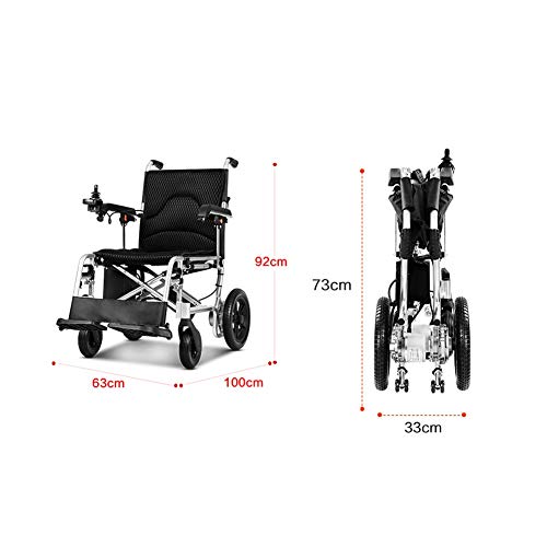 Silla de Ruedas eléctrica Plegable, Marco de aleación de Aluminio audaz,Motor de 300 W, Peso Neto 15 kgfrenado automático, (Size : 26A Lithium Battery)