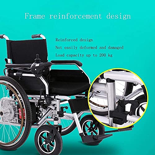 Silla de Ruedas eléctrica Plegable para Ancianos con Motor Dual, batería de Iones de Litio, Silla de Ruedas compacta motorizada, Silla eléctrica Manual