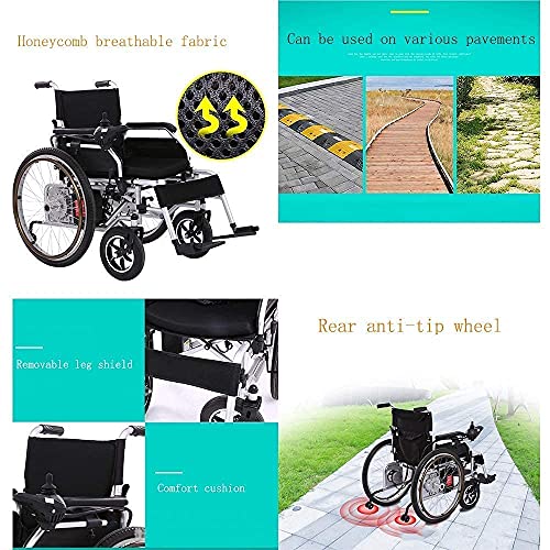 Silla de Ruedas eléctrica Plegable para Ancianos con Motor Dual, batería de Iones de Litio, Silla de Ruedas compacta motorizada, Silla eléctrica Manual