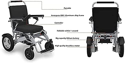 Silla de ruedas eléctrica plegable, silla de ruedas eléctrica plegable con batería de iones de litio de 500 W, control remoto auxiliar móvil, silla de ruedas eléctrica plegable para personas mayores