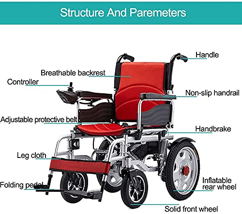 Silla de Ruedas eléctrica Plegable Silla de Ruedas Ligera Sillas de Ruedas eléctricas Plegables portátiles Productos para el Cuidado de Ancianos y vehículos de Movilidad para discapacitados