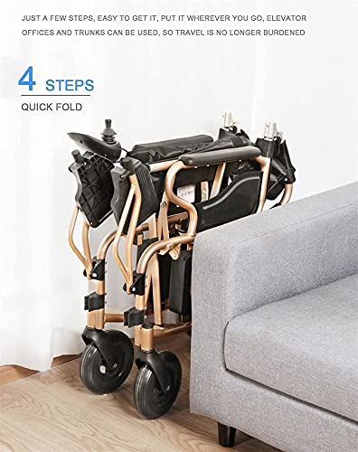 Silla de Ruedas eléctrica, Plegable Silla de Ruedas Liviana Control de Larga Distancia Silla de Ruedas eléctrica Ligera y Plegable con una Mano Se Puede Levantar Buje sin escobillas Potente Motor Inc