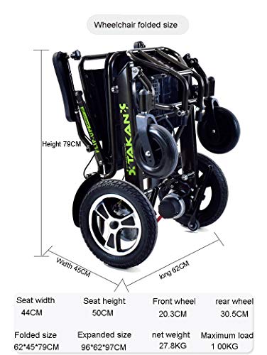 Silla De Ruedas Eléctrica,Batería12AH motor 500W Palanca Control De Dirección De 360 ​​°Silla Ruedas Eléctrica Plegable,recarga de kilometraje12,42 (mi)Peso de soporte: 330 (lb),250w*2 brushless motor