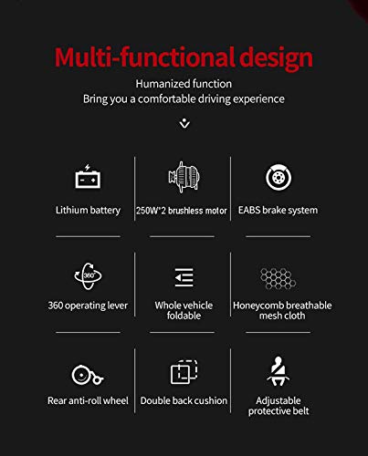 Silla De Ruedas Eléctrica,Batería12AH motor 500W Palanca Control De Dirección De 360 ​​°Silla Ruedas Eléctrica Plegable,recarga de kilometraje12,42 (mi)Peso de soporte: 330 (lb),250w*2 brushless motor
