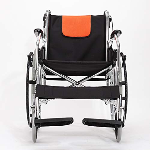 Silla de Ruedas Manual médico del Transporte Plegable w/Hand Brakes reposapiés Ajustable Freno Opresión Velocidad 23" Large Ruedas de Caucho de 8 Pulgadas Ruedas 20" Asiento Trasero de Cuero Sillas