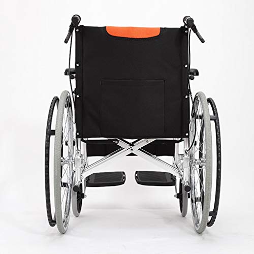 Silla de Ruedas Manual médico del Transporte Plegable w/Hand Brakes reposapiés Ajustable Freno Opresión Velocidad 23" Large Ruedas de Caucho de 8 Pulgadas Ruedas 20" Asiento Trasero de Cuero Sillas