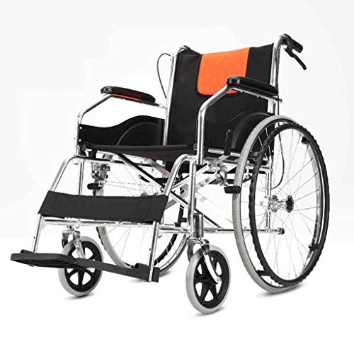 Silla de Ruedas Manual médico del Transporte Plegable w/Hand Brakes reposapiés Ajustable Freno Opresión Velocidad 23" Large Ruedas de Caucho de 8 Pulgadas Ruedas 20" Asiento Trasero de Cuero Sillas