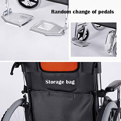 Silla de Ruedas Manual médico del Transporte Plegable w/Hand Brakes reposapiés Ajustable Freno Opresión Velocidad 23" Large Ruedas de Caucho de 8 Pulgadas Ruedas 20" Asiento Trasero de Cuero Sillas