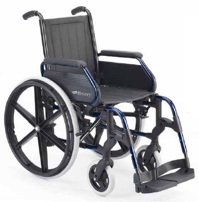 Silla de Ruedas Plegable Breezy Premium (Antigua 250) en Gris Selenio con Rueda de 24" Asiento de 49 cm