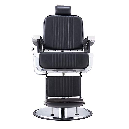 Sillas de barbero,Sillón Peluquería Barbería Hidráulica Giratorio 360 Grados Altura Ajustable Inclinable Negro Sillas para Estudio de de Tatuaje,de Belleza Maquillaje,SPA Masaje Sallón Barberpub