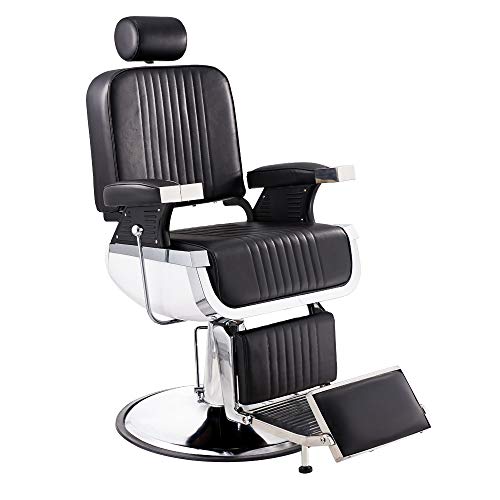 Sillas de barbero,Sillón Peluquería Barbería Hidráulica Giratorio 360 Grados Altura Ajustable Inclinable Negro Sillas para Estudio de de Tatuaje,de Belleza Maquillaje,SPA Masaje Sallón Barberpub