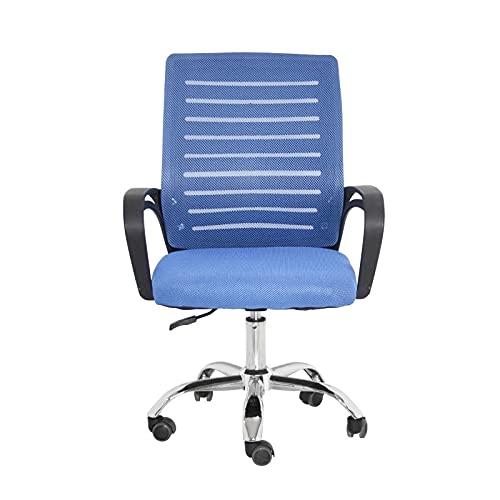 Sillón de Oficina con Brazos Sun Fabricado en Polipropileno Negro, regulación de Altura Mediante pistón de Gas Cromado, basculante, Base metálica con Ruedas (Azul/Azul)