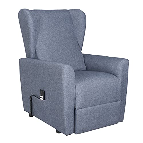 SIME - sillón reclinable eléctrico con 2 Motores Independientes Venta. Shed. Sillón Relax Tercera Edad no válidos Lulu-2M-Blue Night TEBLU CE Médica Tela