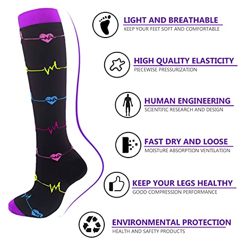 SINSEN 3 Pares de Medias de Compresion para Hombres y Mujeres, Medias Compresion Enfermera, Calcetines médicos de prevención de Varices, Calcetines Deportivos de Ciclismo, Calcetines de Running (S/M)