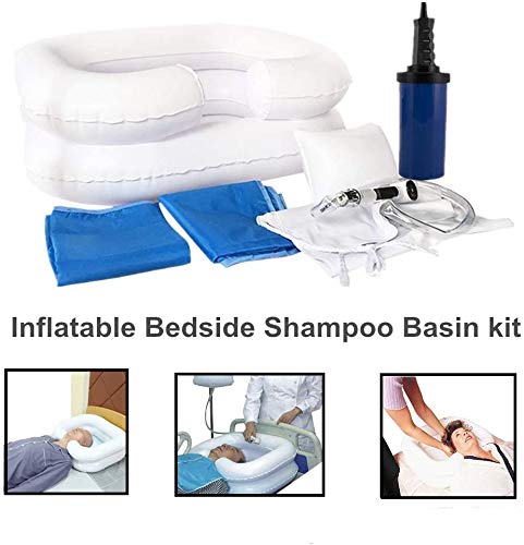 Sistema de ducha de noche, kit de lavabo inflable para cama de ancianos fácil, discapacitados, embarazo, postrado en cama (juego de 6)