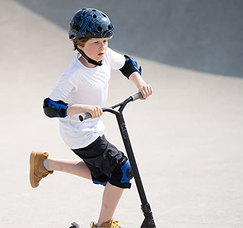 SKATEWIZ Rodilleras y Muñequeras de Patinaje - Coderas - Smash - Talla S en Azul y Negro - Muñequeras para Patinar - Protecciones para Patinaje