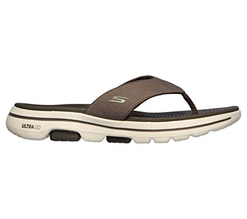 Skechers Men's Gowalk 5 Performance Walking Flip-Flop Sandal, Khaki, Numeric_11