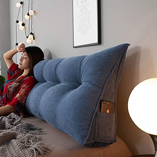 SKRCOOL Triangular Cuña Cabecera Cojines Desmontable Cama Respaldo Cabecera Reforzar Apoyo Almohada Posicionamiento Lectura Tatami Almohada para La Cama Sofá-Marrón 135x20x50cm