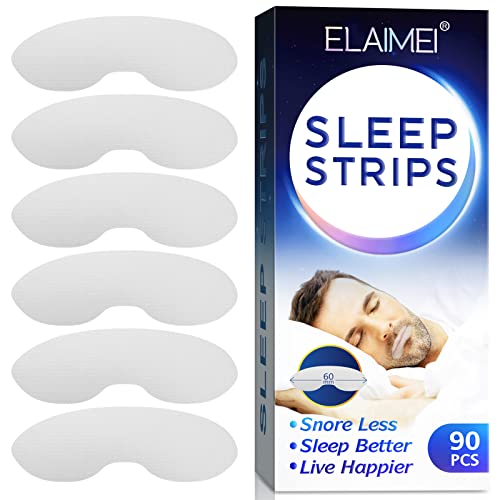 Sleep Strips Mouth Tape, Cintas Anti Ronquidos, Parche Antironquidos, Pegatina Anti-Ronquidos, Promueve la Respiración Nasal, Mejore la Calidad del Sueño - 90 Piezas