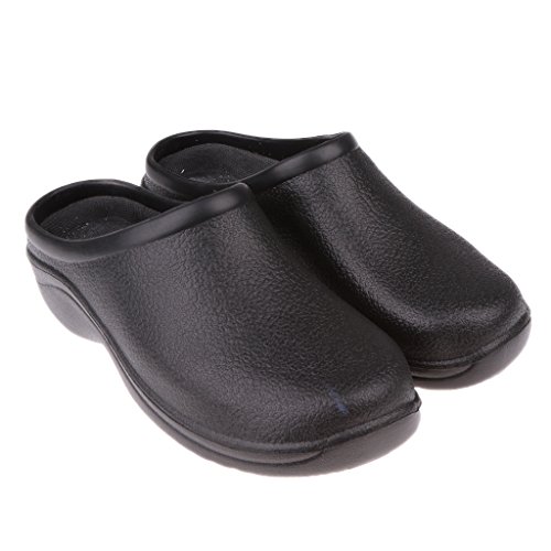 SM SunniMix Negro Chef Cook Nurse Shoes Zuecos Ortopédicos Sin Tirantes para Hombres Mujeres - 40