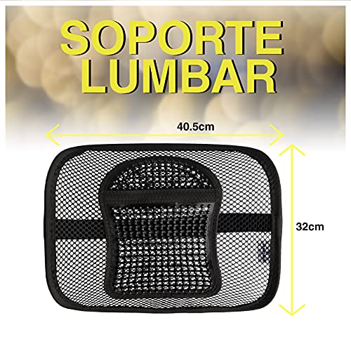 SMAMS Respaldo Lumbar para Silla de Oficina o Coche con Malla Super Tensa y Perlas de Masaje, Corrige la Postura y Alivia el Dolor Lumbar x2