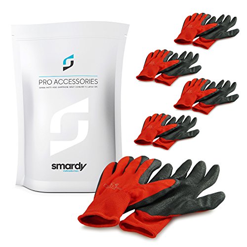 SMARDY 5 Pares Guantes de Trabajo Talla L (9), Antideslizante, Recubrimiento de látex para Jardín, Montaje, Reparaciones, Servicio automóvil, Taller