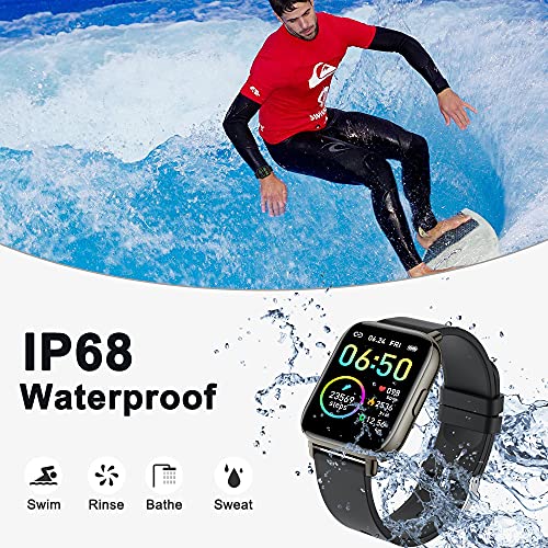 Smartwatch, 1.69" Reloj Inteligente Hombre Mujer Impermeable IP68 Pulsera Actividad 24 Modos Deporte con Pulsómetro Monitor de Sueño Monitores Actividad Cronómetros Calorías Podómetro para Android iOS