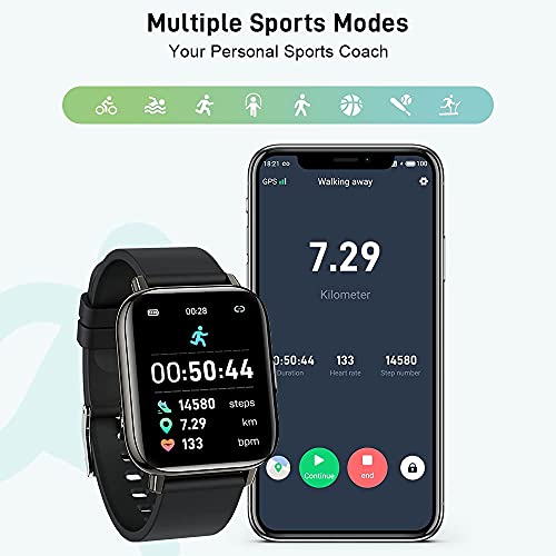 Smartwatch, 1.69'' Reloj Inteligente Hombre Mujer, Impermeable IP68 Reloj Deportivo con Pulsómetro, Monitor de Sueño, Monitores de Actividad, Cronómetro, Podómetro, Pulsera Actividad para iOS Android