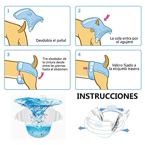 SMELL & SMILE Pañales Desechables para Perro Pañales para Perros Hembra Pañal Sanitarios para Perro Mascotas Bragas Higiénicas Suaves absorbentes (L)