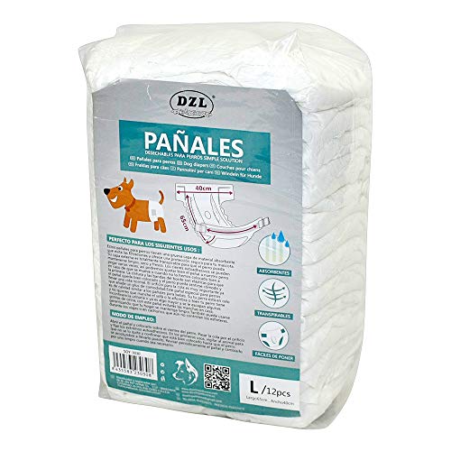 SMELL & SMILE Pañales Desechables para Perro Pañales para Perros Hembra Pañal Sanitarios para Perro Mascotas Bragas Higiénicas Suaves absorbentes (L)