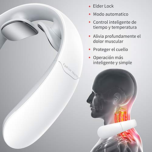 SMTALY Masajeador de Cuello, Masajeador Electromagnético Inteligente 3D, Calentamiento del cuello, Alivia el Dolor Muscular/Rigidez/Fatiga, Masajeador Portátil en Automóvil/Oficina y Viajes