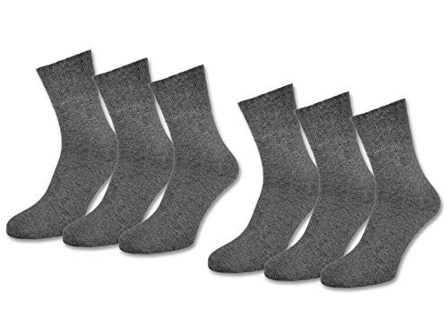 sockenkauf24 6 Pares Calcetines Diabéticos Sin Elasticos Hombre Mujer 97% Algodón sin Costura (39-42 Gris)