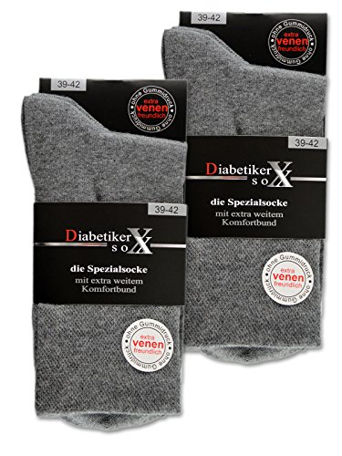 sockenkauf24 6 Pares Calcetines Diabéticos Sin Elasticos Hombre Mujer 97% Algodón sin Costura (39-42 Gris)