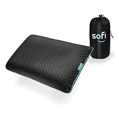 sofi Almohada Camping | Almohada Acampada viscoelástica | Almohada de Viaje ergonómica y ortopédica con Memory Foam | Almohada pequeña Viaje | 42 x 27 x 10 cm