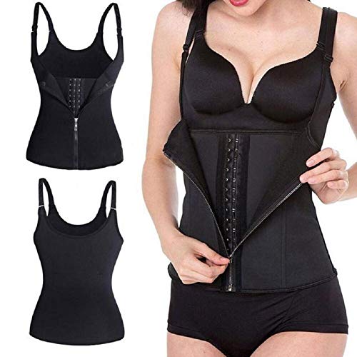 SOFIT Fajas Reductoras Corset Mujer Cincher Bustiers Corsé Adelgazantes Compresion para Entrenamiento Deporte Chaleco de Sudor (L, Negro)