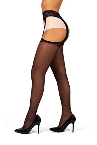 sofsy Medias con suspensión Pantyhose garter y cinturón con medias simuladas 20 Den [Hecha en Italia] Negro Black 4 - Large