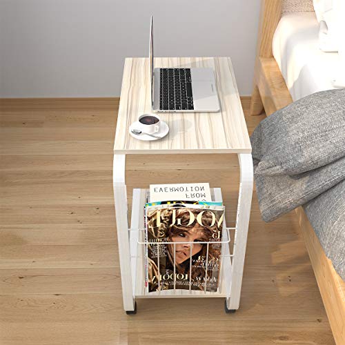 sogesfurniture Mesa de Ordenador Portatil Mesa Auxiliar con Ruedas, Mesas de Centro Escritorio Compacta para Cama o Sofá, 51x30x56 cm, Arce BHEU-KH02-MP