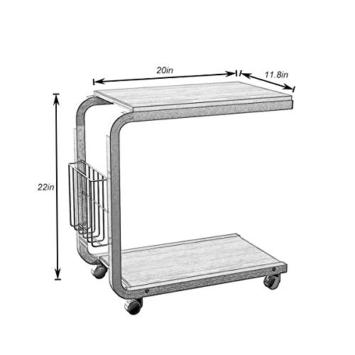 sogesfurniture Mesa de Ordenador Portatil Mesa Auxiliar con Ruedas, Mesas de Centro Escritorio Compacta para Cama o Sofá, 51x30x56 cm, Arce BHEU-KH02-MP