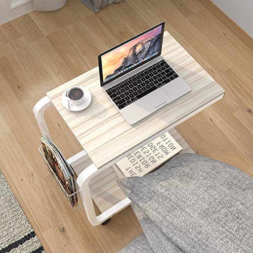 sogesfurniture Mesa de Ordenador Portatil Mesa Auxiliar con Ruedas, Mesas de Centro Escritorio Compacta para Cama o Sofá, 51x30x56 cm, Arce BHEU-KH02-MP