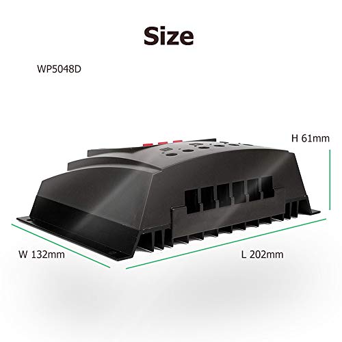 SolaMr 50A Controlador Solar de Carga 12V/24V/36V/48V Voltaje de Identificación Automática Regulador Inteligente con Pantalla LCD para Sistemas Solares Domésticos - WP5048D