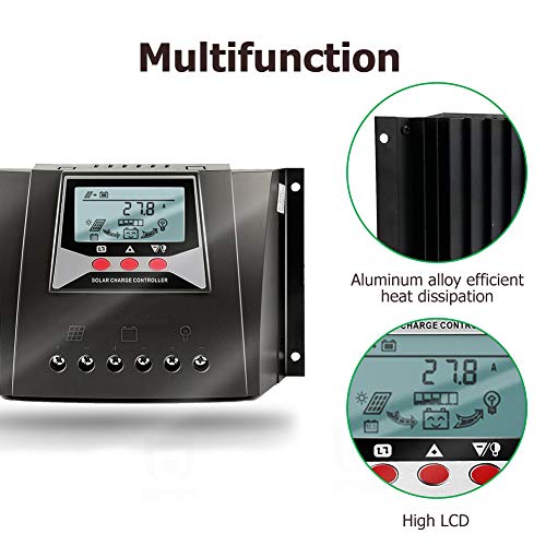 SolaMr 50A Controlador Solar de Carga 12V/24V/36V/48V Voltaje de Identificación Automática Regulador Inteligente con Pantalla LCD para Sistemas Solares Domésticos - WP5048D