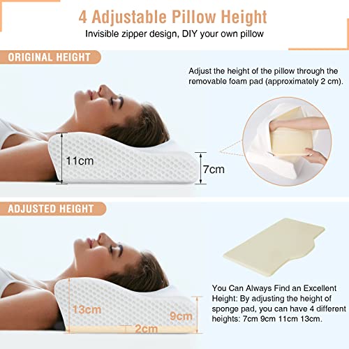 SOLEDI Almohada Espuma de Memoria Almohada Cervicales para el Cuello Orthopaedic Cervica Almohada con Altura Ajustable Almohada de Diseño Ergonómico para Soporte de Cabeza Cuello Hombro