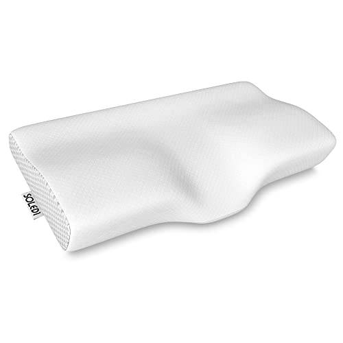 SOLEDI Almohada Espuma de Memoria Almohada Cervicales para el Cuello Orthopaedic Cervica Almohada con Altura Ajustable Almohada de Diseño Ergonómico para Soporte de Cabeza Cuello Hombro