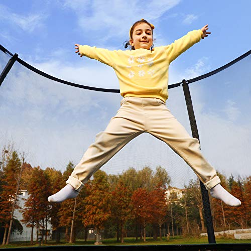 SONGMICS Cama elástica de jardín, Trampolín Redondo de 366 cm, con Red de Seguridad, Escalera, Postes de Arco Acolchado, Prueba de Seguridad TÜV Rheinland, Negro y Verde Oscuro STR122C01