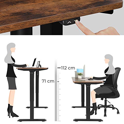 SONGMICS Soporte de escritorio eléctrico, Estructura de mesa de trabajo motorizado, con ajuste continuo de altura, Longitud ajustable, Acero, Negro LSD010B01