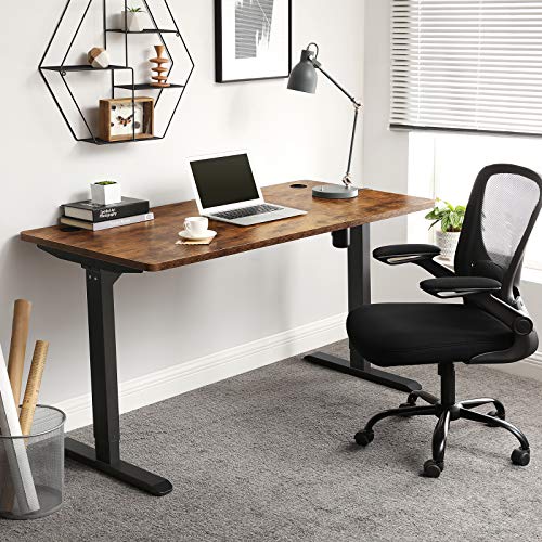 SONGMICS Soporte de escritorio eléctrico, Estructura de mesa de trabajo motorizado, con ajuste continuo de altura, Longitud ajustable, Acero, Negro LSD010B01