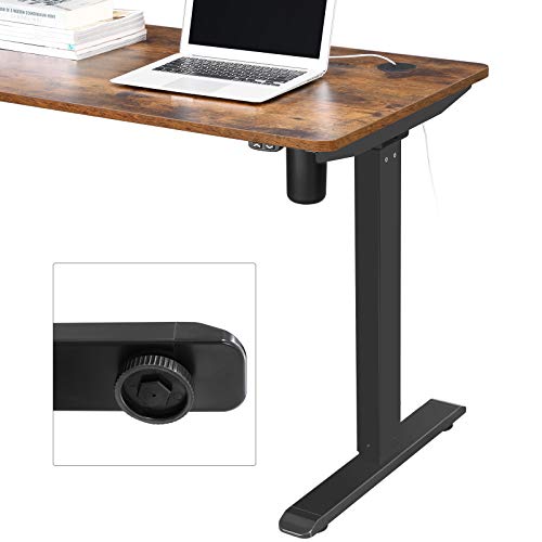 SONGMICS Soporte de escritorio eléctrico, Estructura de mesa de trabajo motorizado, con ajuste continuo de altura, Longitud ajustable, Acero, Negro LSD010B01